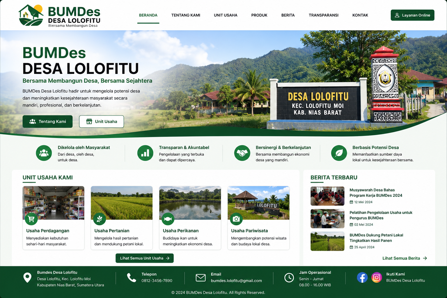 Website BUMDes Desa Lolofitu